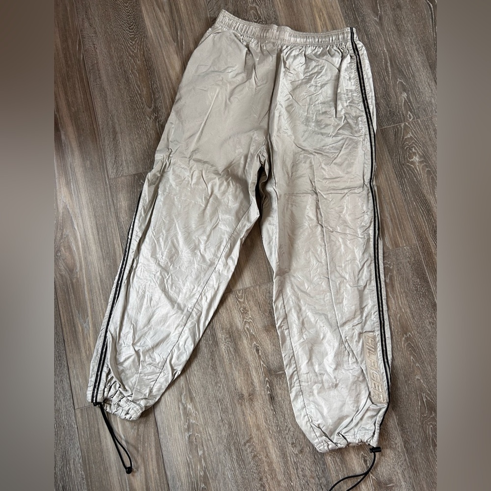 Men's vintage mint silver nylon Hilfiger athletics wind Pants sz LG